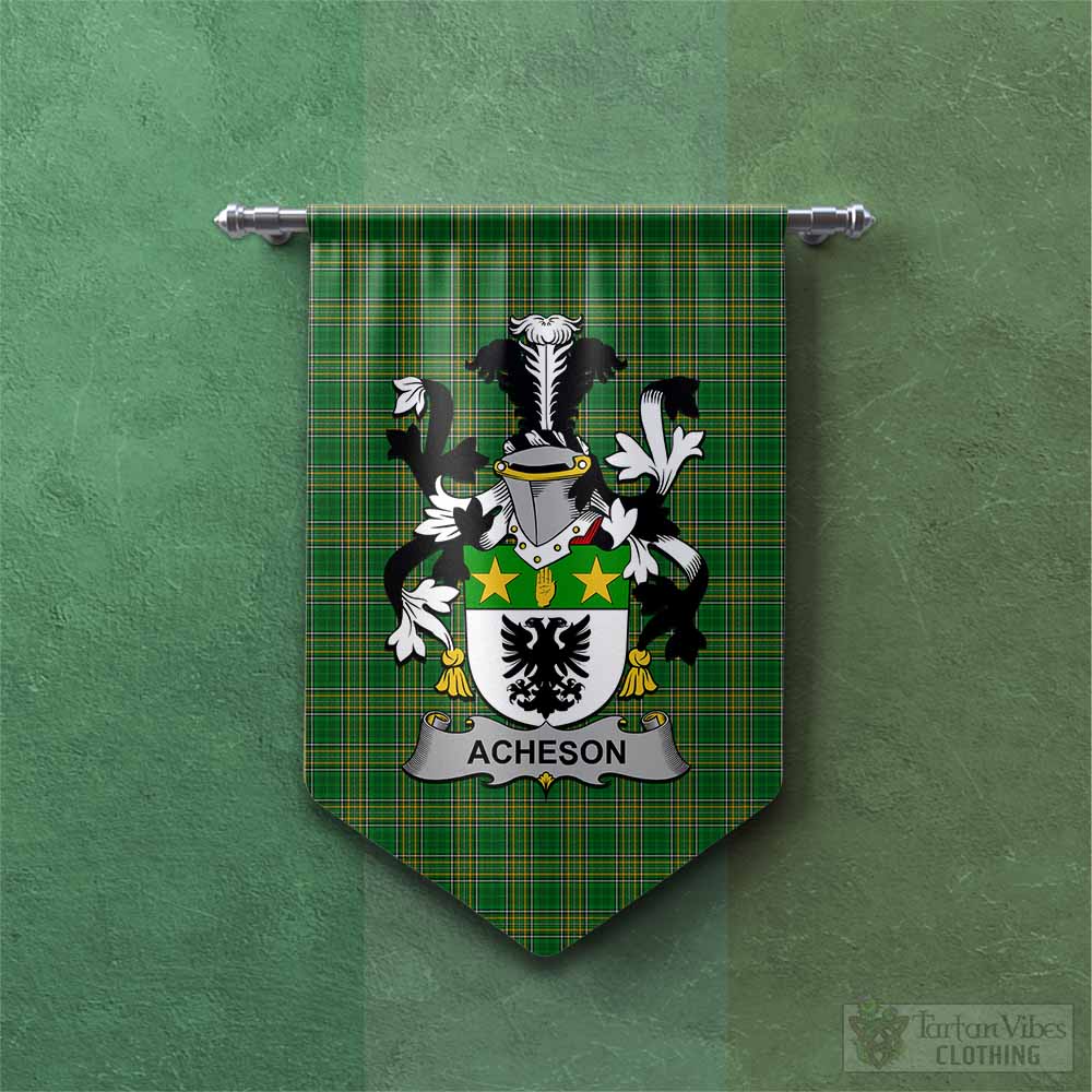 Acheson Irish Clan Tartan Gonfalon, Tartan Banner with Coat of Arms Chevron - Tartan Vibes Clothing