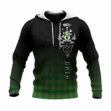 Tartan Vibes Clothing Acheson Irish Clan Knitted Hoodie with Coat of Arms Erin Go Bragh Celtic Inspired