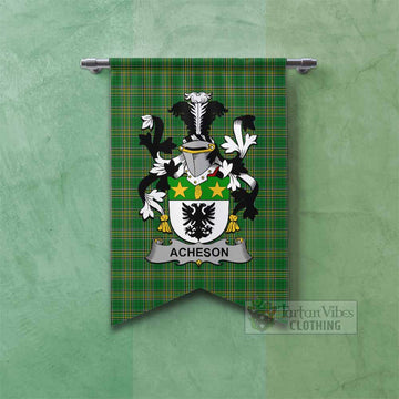 Tartan Vibes Clothing Acheson Irish Clan Tartan Gonfalon, Tartan Banner with Coat of Arms