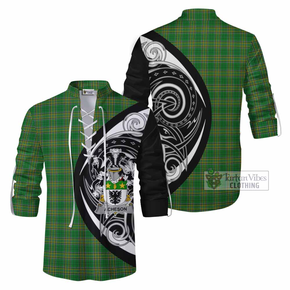 Tartan Vibes Clothing Acheson Irish Clan Ghillie Kilt Shirt Celtic Circle Style