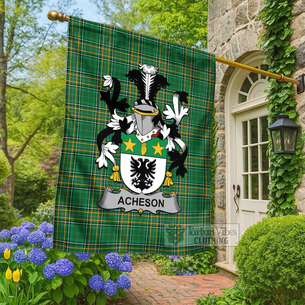 Acheson Irish Clan Tartan Flag with Coat of Arms