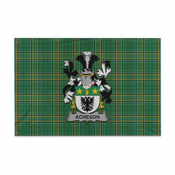 Tartan Vibes Clothing Acheson Irish Clan Tartan House Flag with Coat of Arms