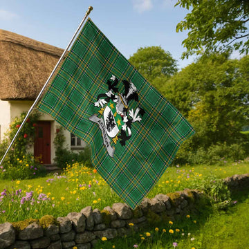 Tartan Vibes Clothing Acheson Irish Clan Tartan House Flag with Coat of Arms