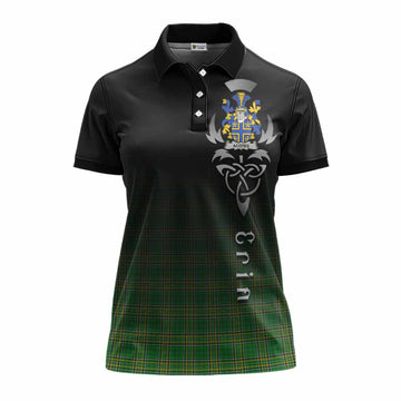 Tartan Vibes Clothing Acotes Irish Clan Women's Polo Shirt with Coat of Arms Erin Go Bragh Celtic Inspired