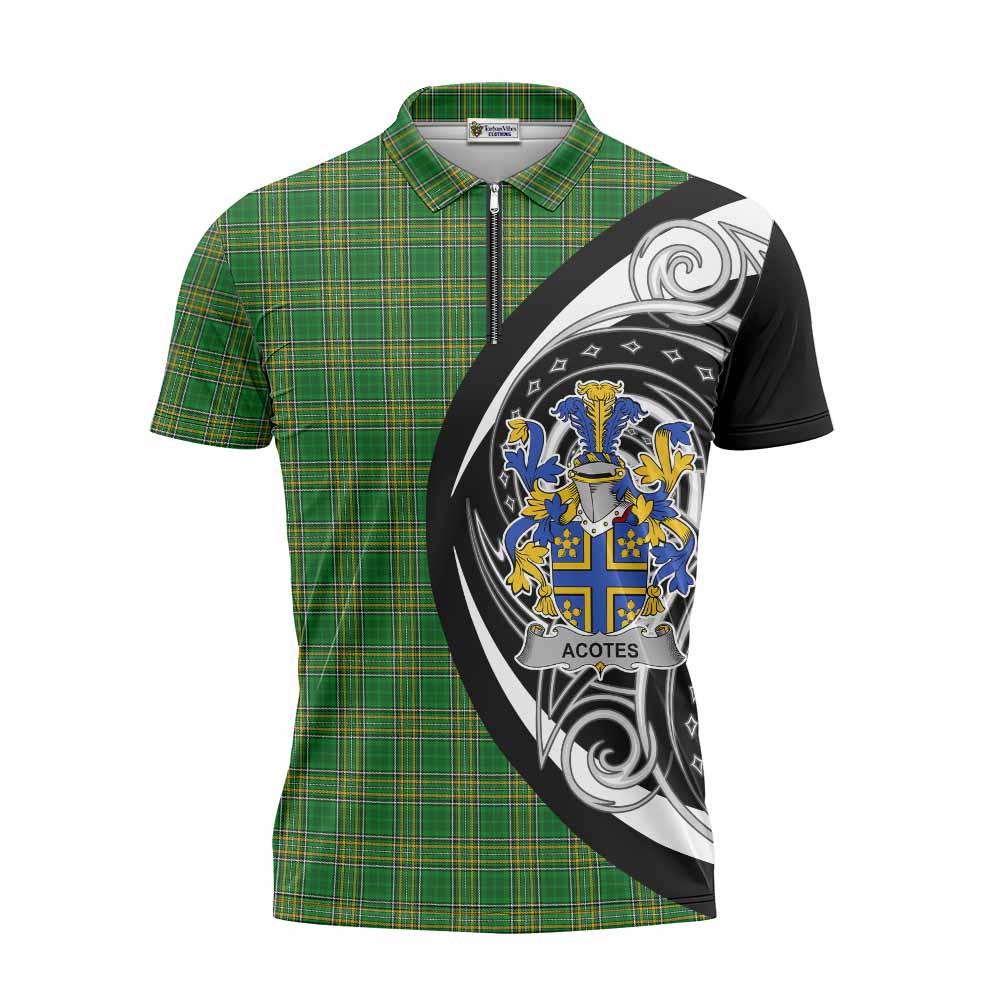 Tartan Vibes Clothing Acotes Irish Clan Zipper Polo Shirt Celtic Circle Style