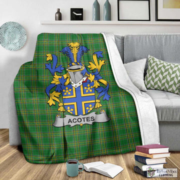 Tartan Vibes Clothing Acotes Irish Clan Tartan Blanket with Coat of Arms