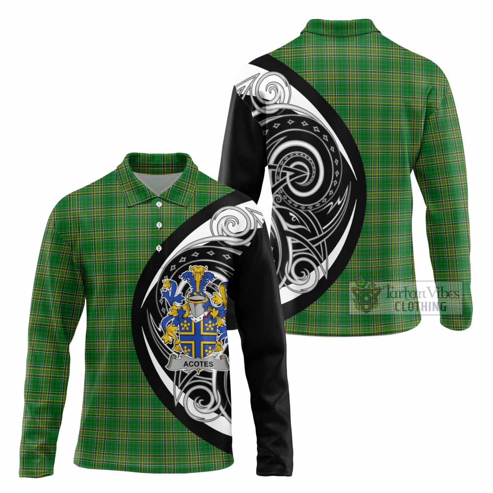 Tartan Vibes Clothing Acotes Irish Clan Long Sleeve Polo Shirt Celtic Circle Style