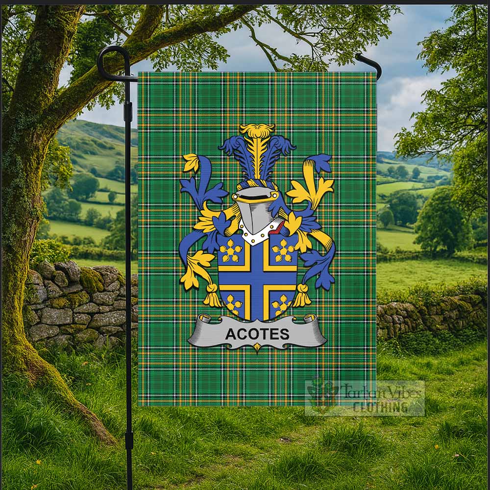 Acotes Irish Clan Tartan Flag with Coat of Arms