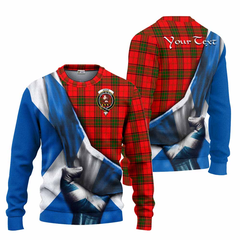 Tartan Vibes Clothing Adair Tartan Knitted Sweater with Family Crest Scotland Patriotic Style