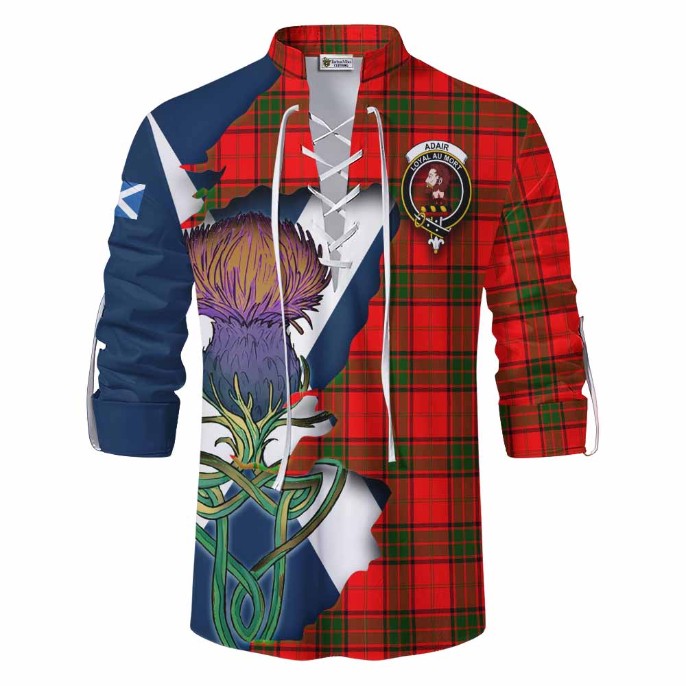 Tartan Vibes Clothing Adair Tartan Family Crest Ghillie Kilt Shirt Scottish Thistle Celtic Inspired