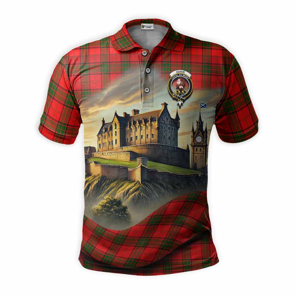 Tartan Vibes Clothing Adair Tartan Family Crest Polo Shirt with Scottish Ancient Castle Stype