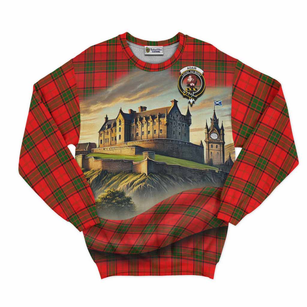 Tartan Vibes Clothing Adair Tartan Family Crest Sweatshirt with Scottish Ancient Castle Style