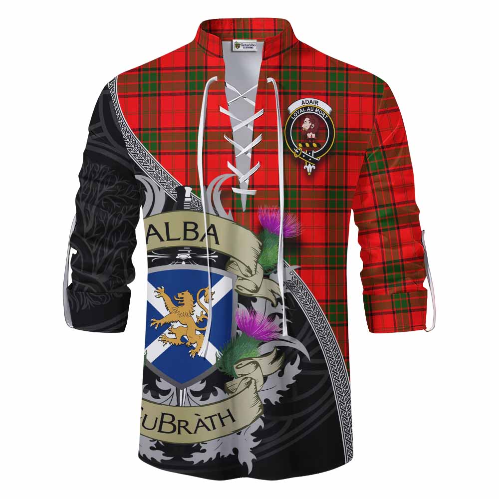 Tartan Vibes Clothing Adair Tartan Family Crest Ghillie Kilt Shirt Lion Rampant Royal Thistle Shield Celtic Inspired