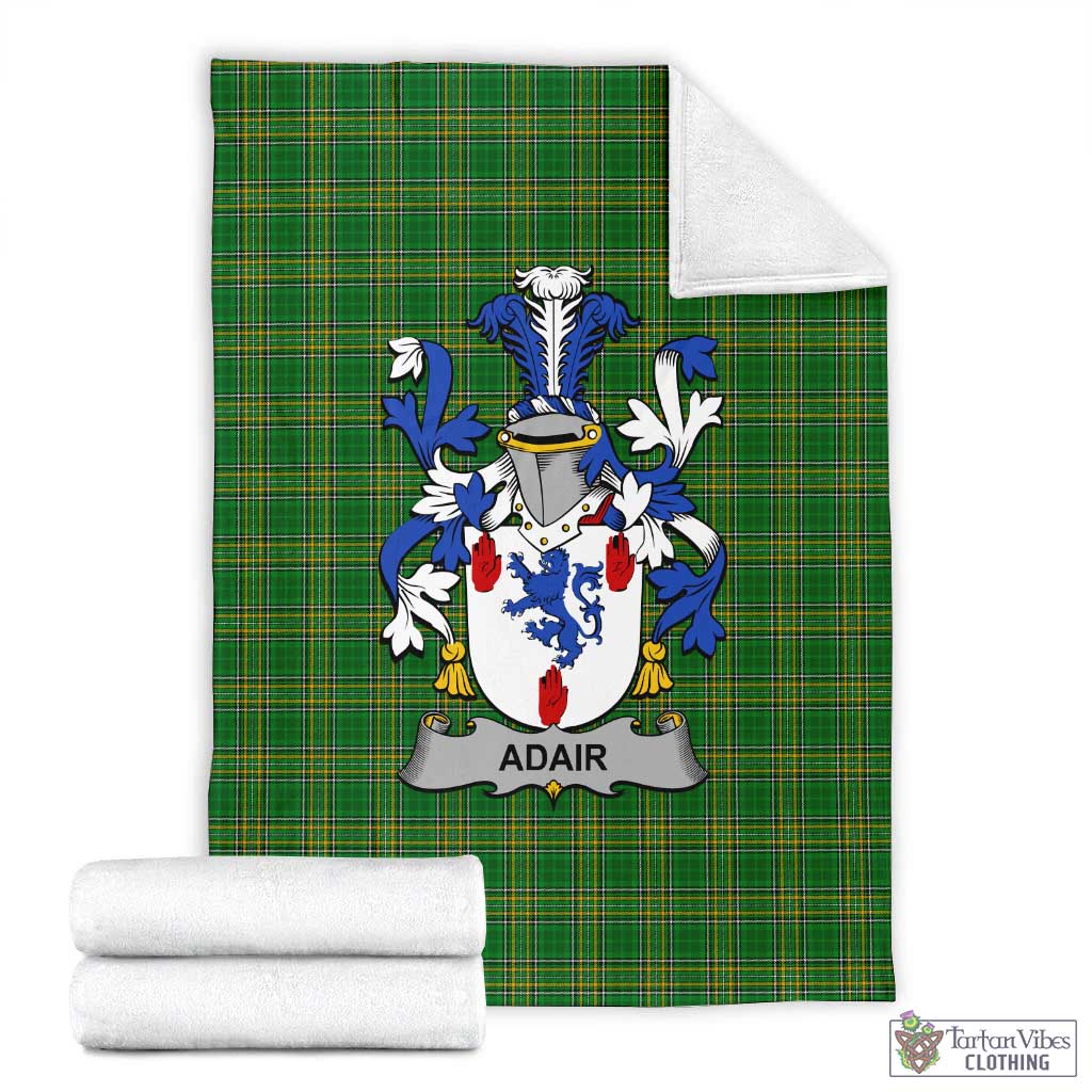 Tartan Vibes Clothing Adair Irish Clan Tartan Blanket with Coat of Arms