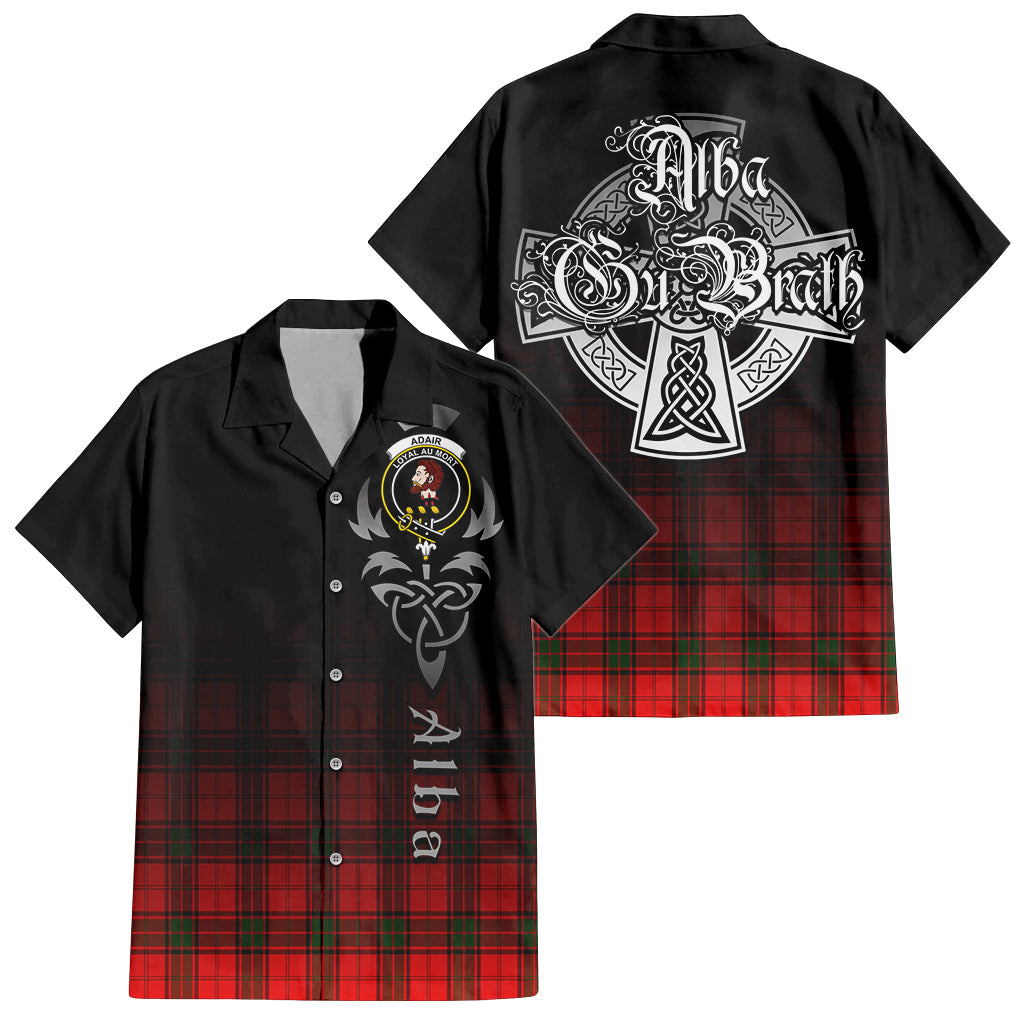Tartan Vibes Clothing Adair Tartan Short Sleeve Button Up Featuring Alba Gu Brath Family Crest Celtic Inspired