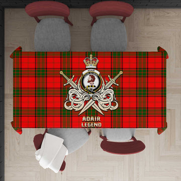 Tartan Vibes Clothing Adair Tartan Tablecloth with Clan Crest and the Golden Sword of Courageous Legacy