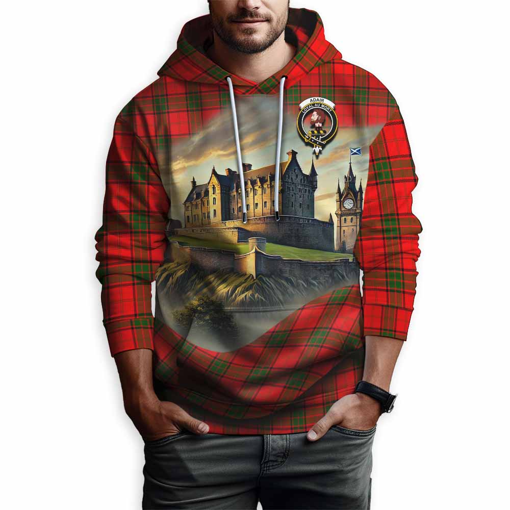 Tartan Vibes Clothing Adair Tartan Family Crest Hoodie with Scottish Ancient Castle Style