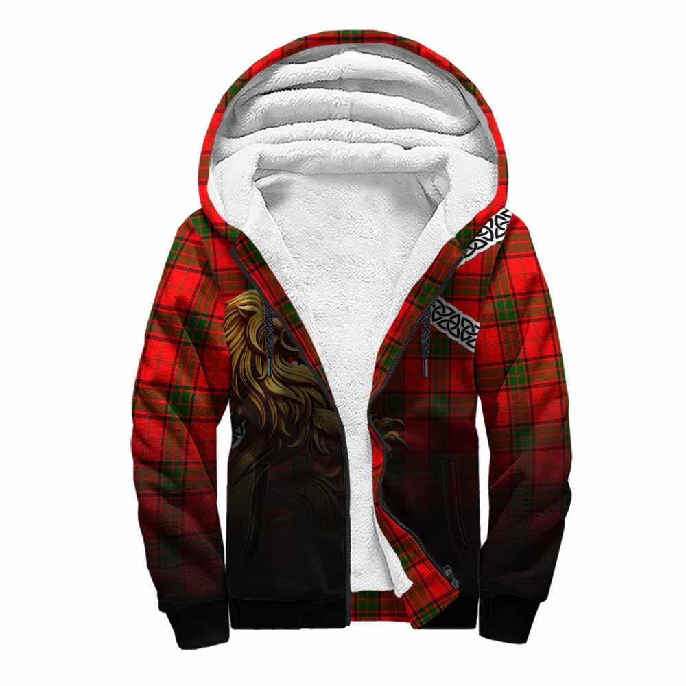 Tartan Vibes Clothing Adair Crest Tartan Sherpa Hoodie with Golden Lion Emblem Celtic Style