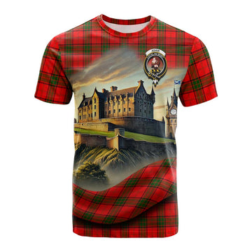Tartan Vibes Clothing Adair Tartan Family Crest Cotton T-shirt with Scottish Ancient Castle Style