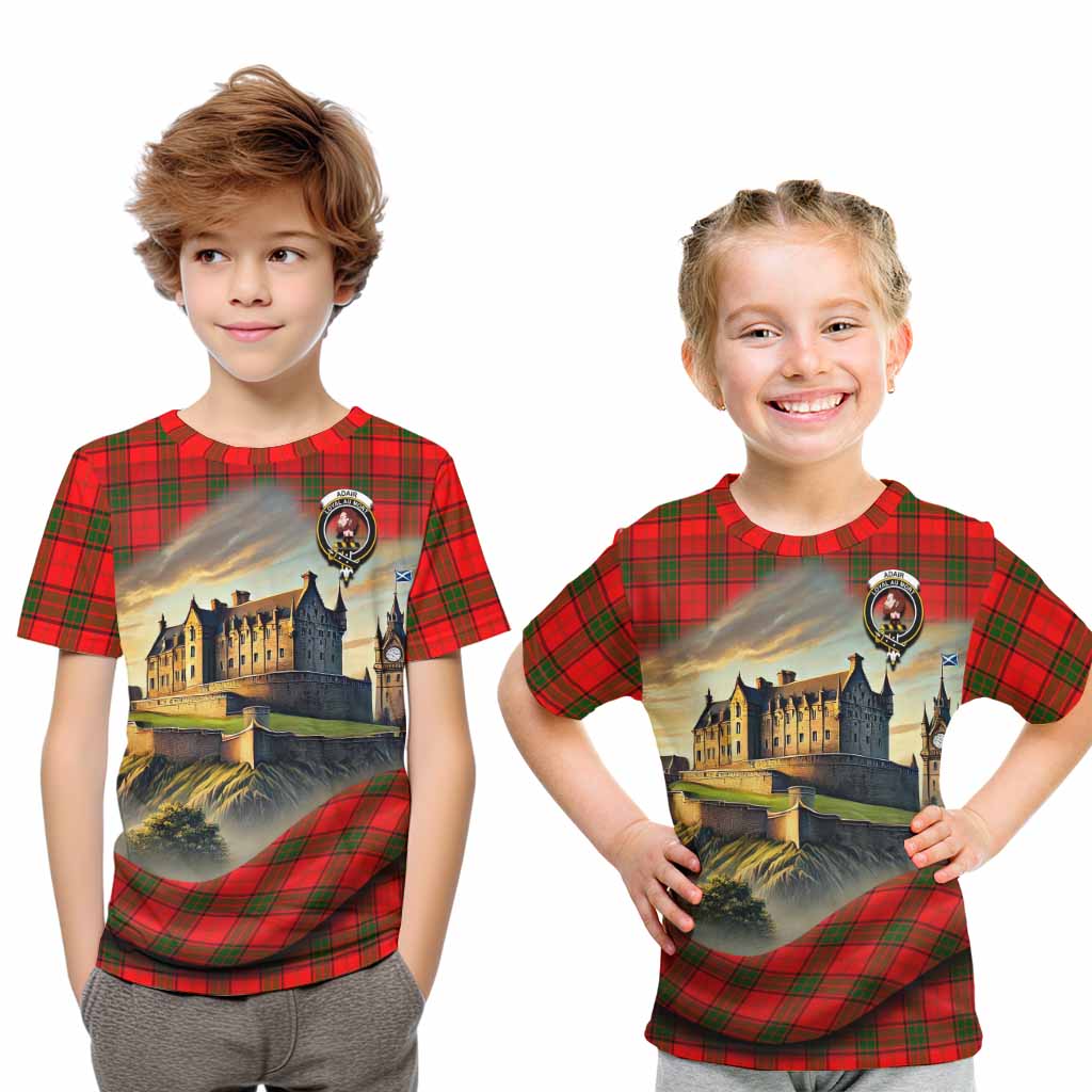 Tartan Vibes Clothing Adair Tartan Family Crest Kid T-Shirt with Scottish Ancient Castle Style