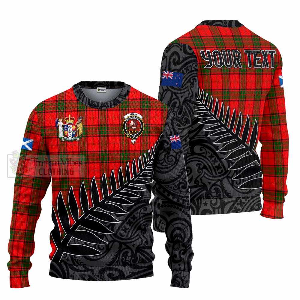 Tartan Vibes Clothing Adair Crest Tartan Knitted Sweater with New Zealand Silver Fern Half Style