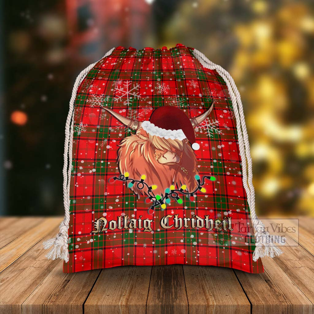 Tartan Vibes Clothing Adair Tartan Christmas Santa's Bag with Highland Cow