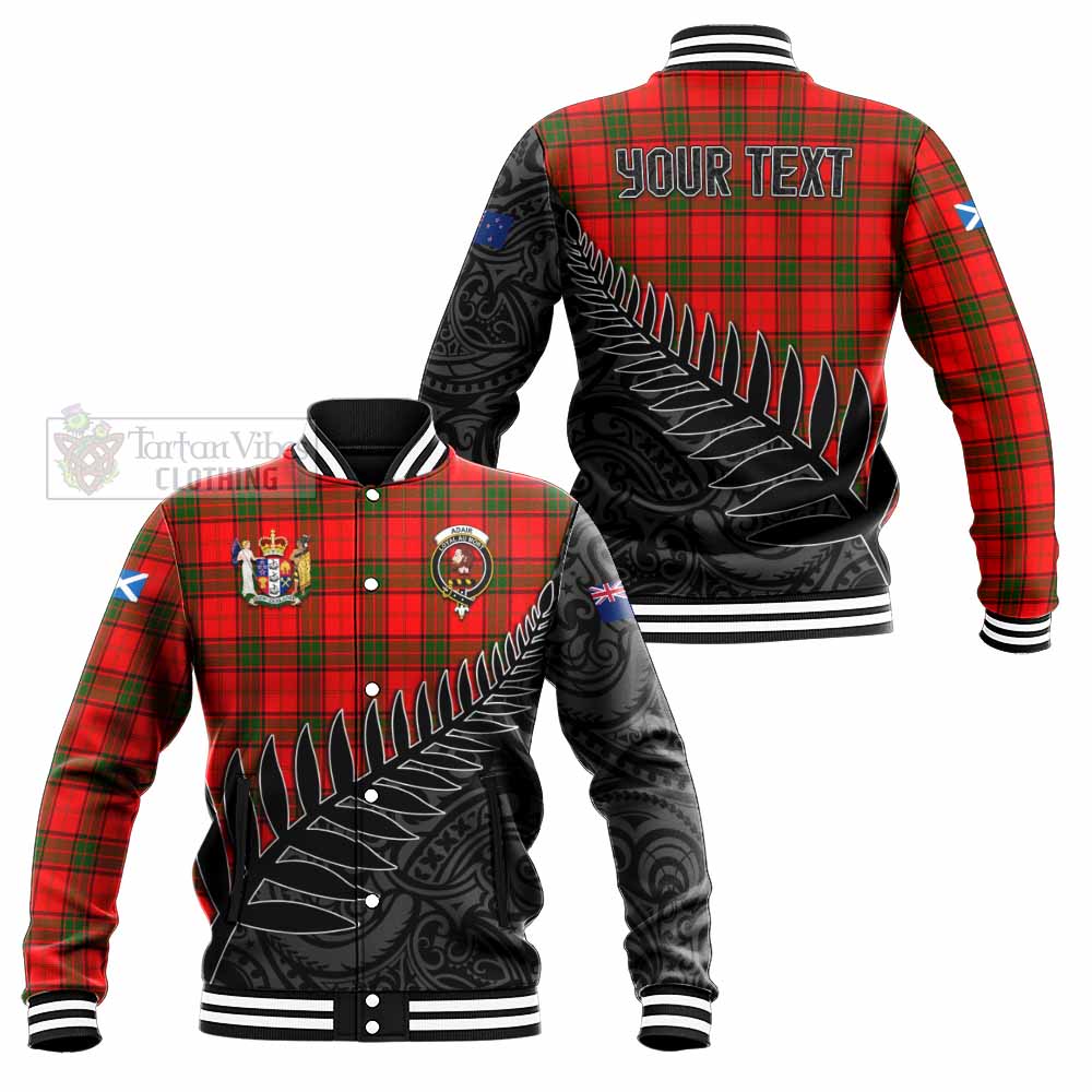 Tartan Vibes Clothing Adair Crest Tartan Baseball Jacket with New Zealand Silver Fern Half Style