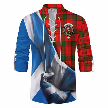 Tartan Vibes Clothing Adair Tartan Ghillie Kilt Shirt with Family Crest Scotland Patriotic Style