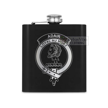 Tartan Vibes Clothing Adair Crest Hip Flask Set 7oz Black Stainless Steel with A Gift Box