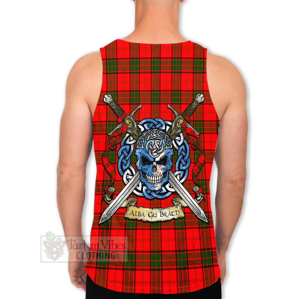 Tartan Vibes Clothing Adair Tartan Men's Tank Top with Family Crest Celtic Skull Style