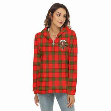 Tartan Vibes Clothing Adair Tartan Crest Women's Borg  Half Zip Fleece Hoodie