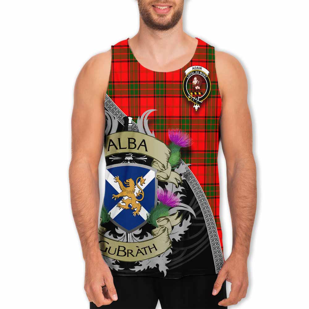 Tartan Vibes Clothing Adair Tartan Family Crest Men's Tank Top Lion Rampant Royal Thistle Shield Celtic Inspired