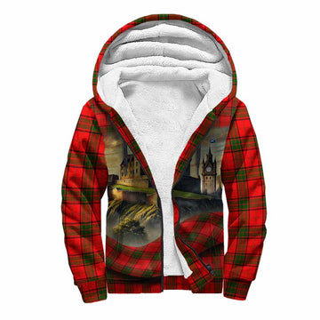 Adair Tartan Family Crest Sherpa Hoodie with Scottish Ancient Castle Style