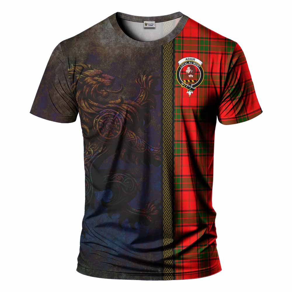 Tartan Vibes Clothing Adair Tartan Family Crest T-Shirt Alba Gu Brath Be Brave Lion Ancient Style