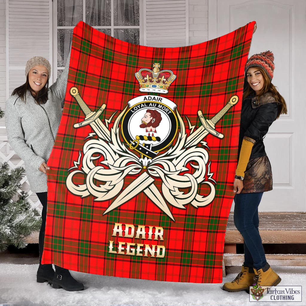 Tartan Vibes Clothing Adair Tartan Blanket with Clan Crest and the Golden Sword of Courageous Legacy