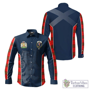 Adair Tartan Long Sleeve Button Up Shirt with Family Crest and Lion Rampant Vibes Sport Style