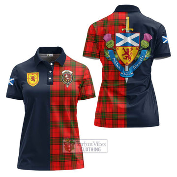 Tartan Vibes Clothing Adair Tartan Women's Polo Shirt with Scottish Lion Royal Arm Half Style