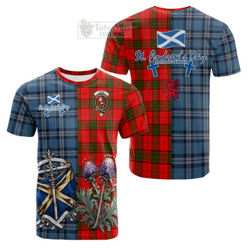 Tartan Vibes Clothing Adair Tartan Cotton T-shirt Happy St. Andrew's Day Half Tartan Style