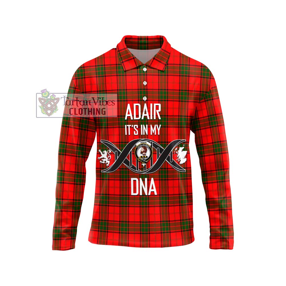 Adair Tartan Long Sleeve Polo Shirt with Family Crest DNA In Me Style Unisex - Tartanvibesclothing Shop
