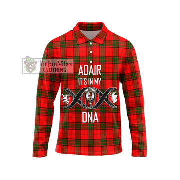 Adair Tartan Long Sleeve Polo Shirt with Family Crest DNA In Me Style Unisex - Tartanvibesclothing Shop