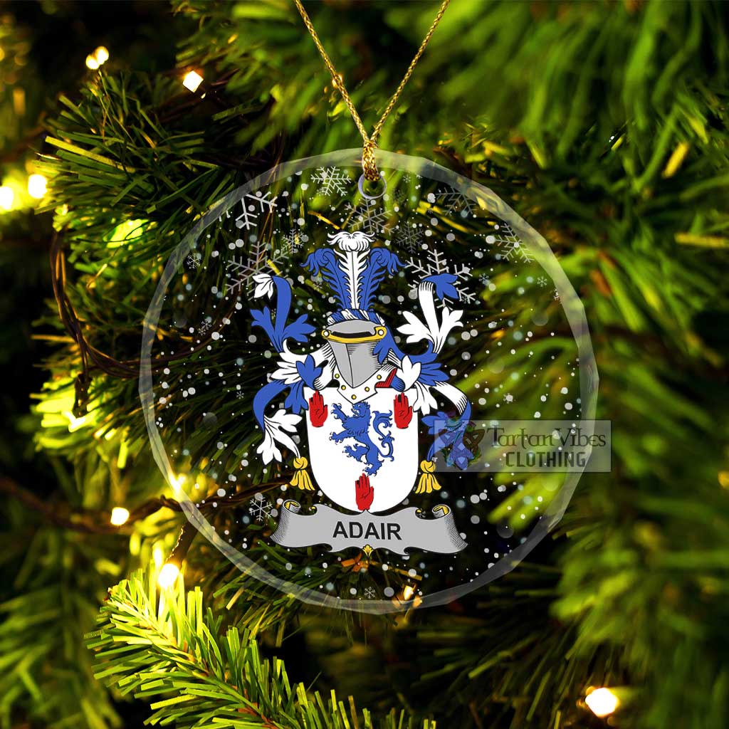 Tartan Vibes Clothing Adair Irish Clan Christmas Glass Ornament with Coat of Arms