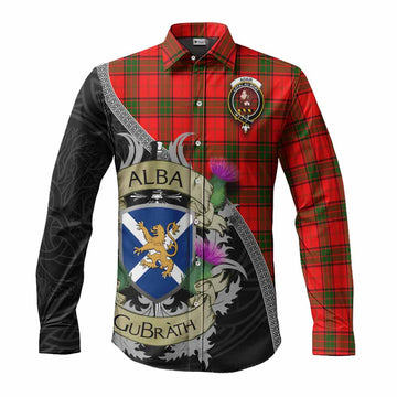 Adair Tartan Family Crest Long Sleeve Button Shirt Lion Rampant Royal Thistle Shield Celtic Inspired
