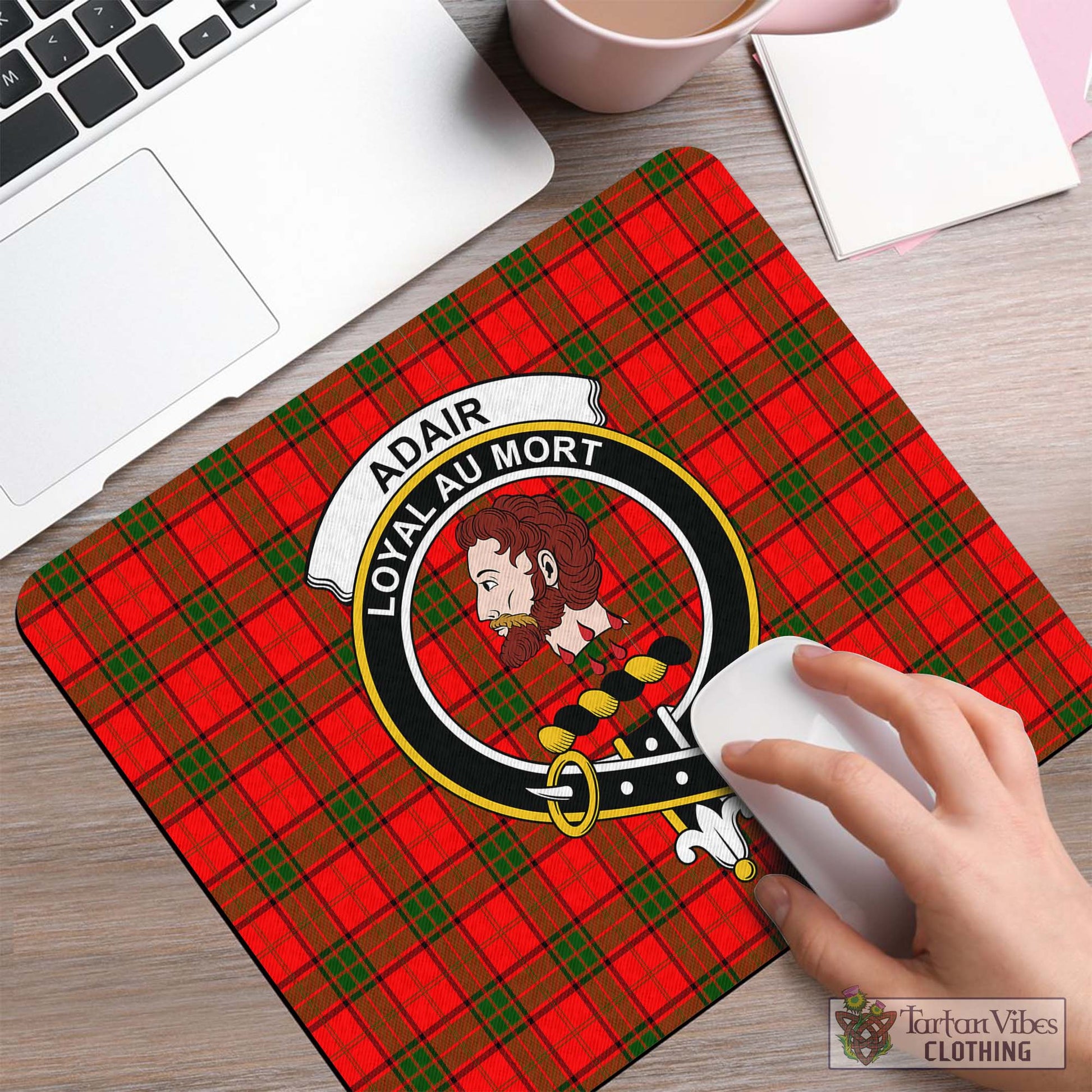 Tartan Vibes Clothing Adair Tartan Mouse Pad with Family Crest
