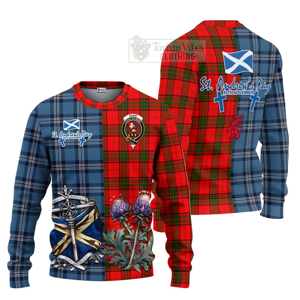 Tartan Vibes Clothing Adair Tartan Knitted Sweater Happy St. Andrew's Day Half Tartan Style