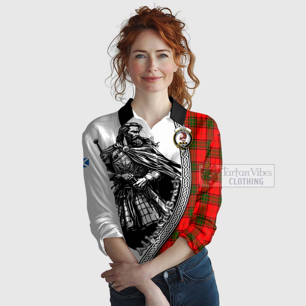Tartan Vibes Clothing Adair Tartan Clan Crest Women's Casual Shirt with Highlander Warrior Celtic Style