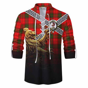 Adair Crest Tartan Ghillie Kilt Shirt with Golden Lion Emblem Celtic Style