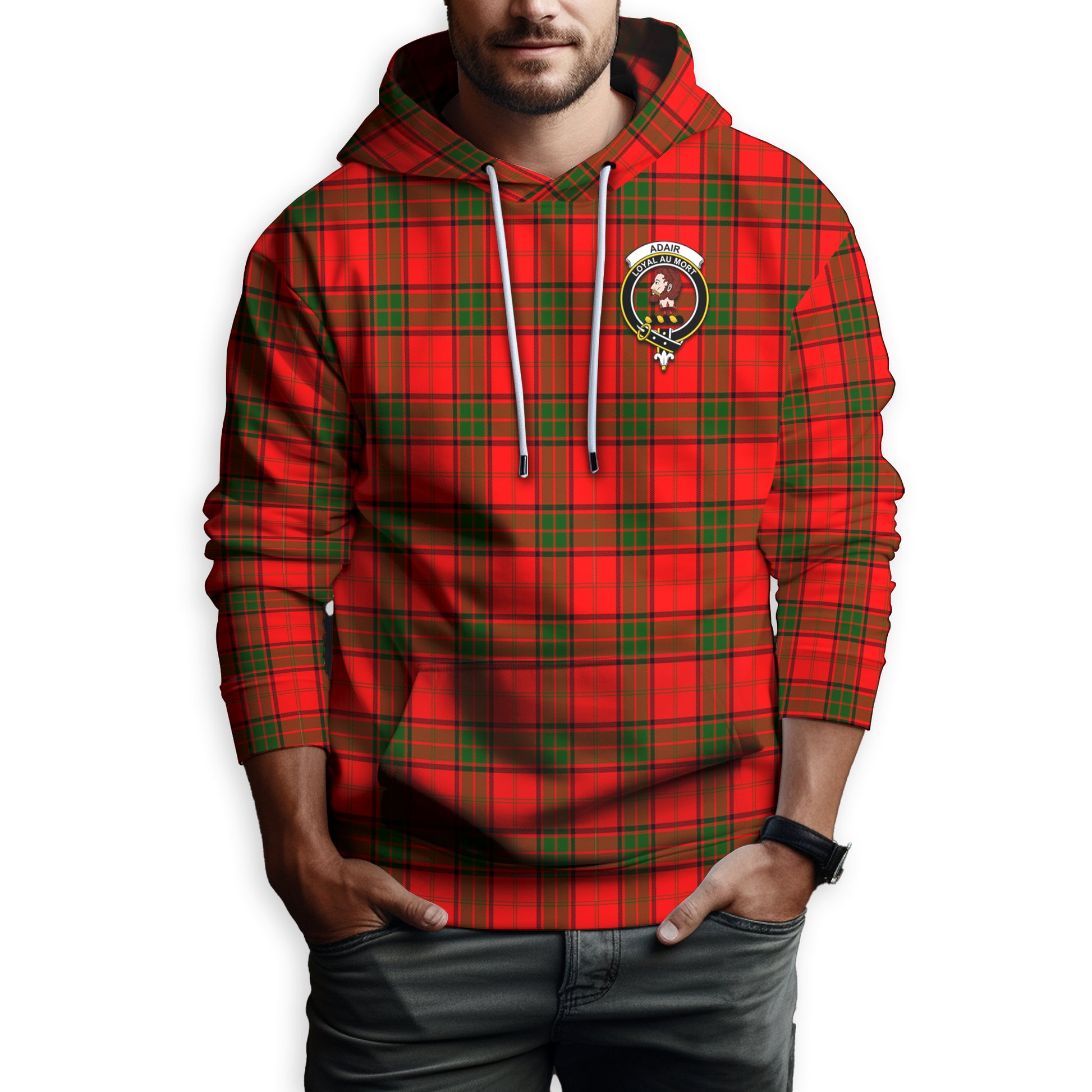 Adair Tartan Hoodie with Family Crest - Tartanvibesclothing