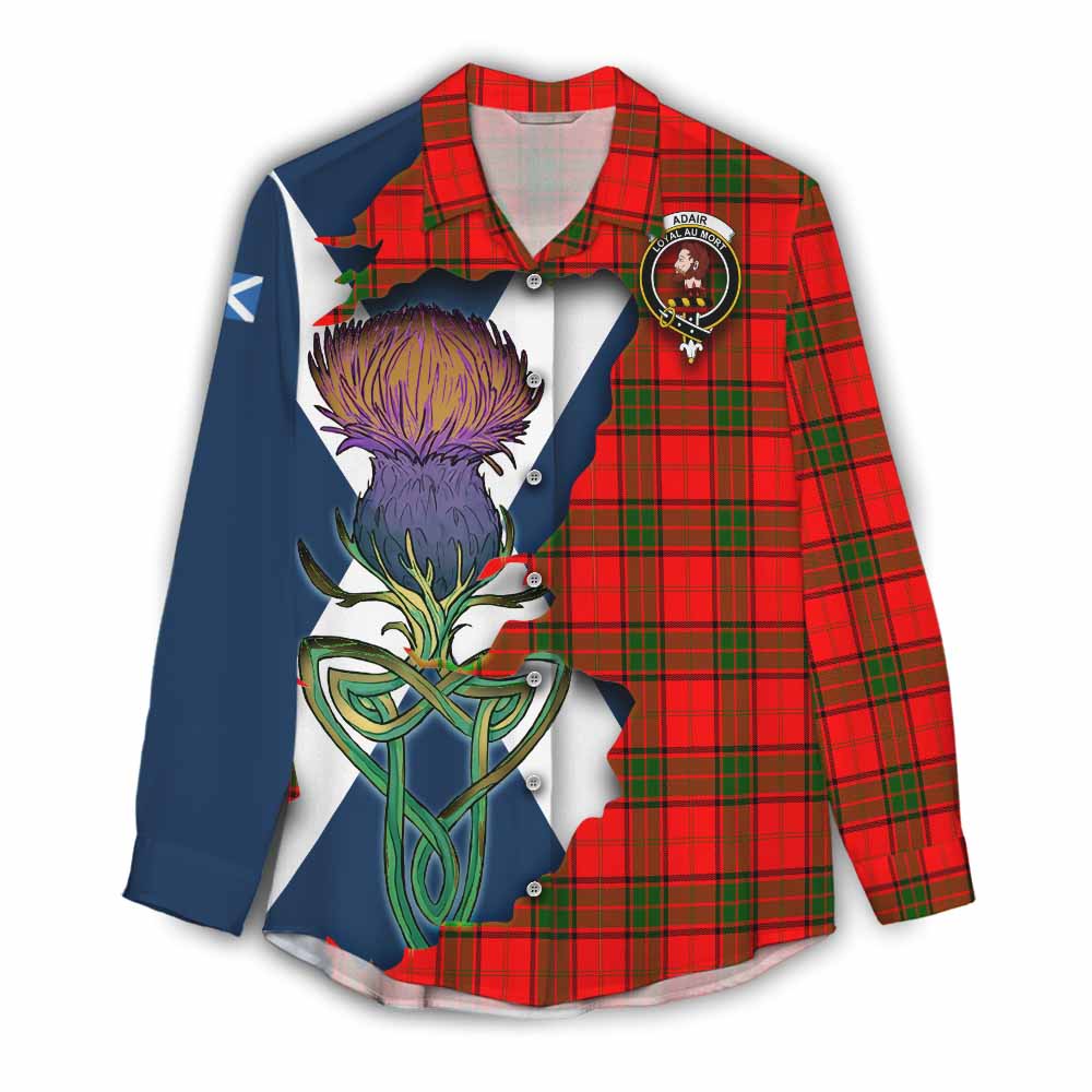 Tartan Vibes Clothing Adair Tartan Family Crest Women's Casual Shirt Scottish Thistle Celtic Inspired