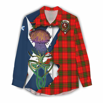 Adair Tartan Family Crest Women's Casual Shirt Scottish Thistle Celtic Inspired
