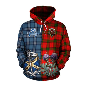 Tartan Vibes Clothing Adair Tartan Cotton Hoodie Happy St. Andrew's Day Half Tartan Style